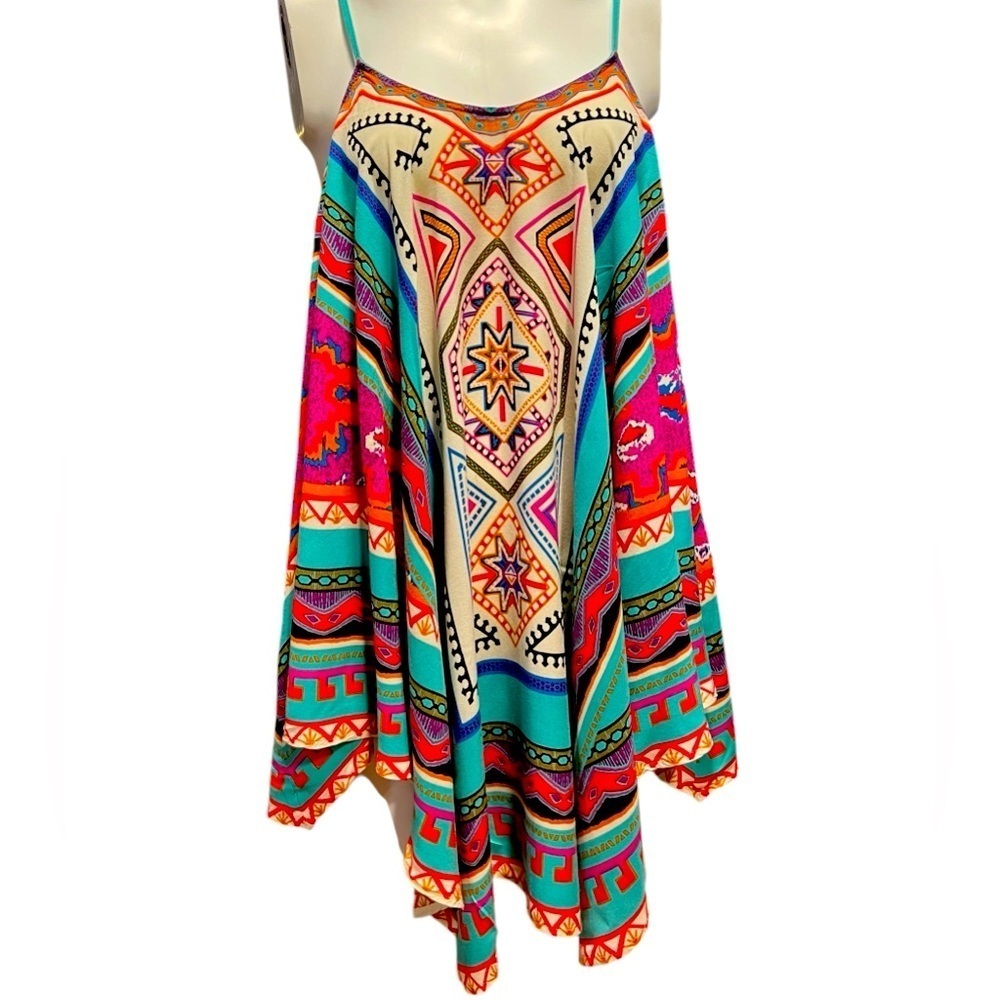 Flying Tomato Free Market Womens Bold Print Asymmetrical Dress Size large